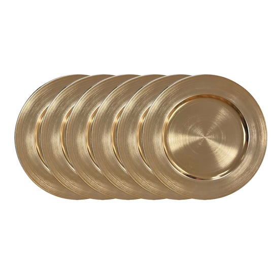 Celebrate It; 8 Packs: 6 ct. (48 total) 13" Gold Chargers by Celebrate It™; Category:Chargers; Image:1